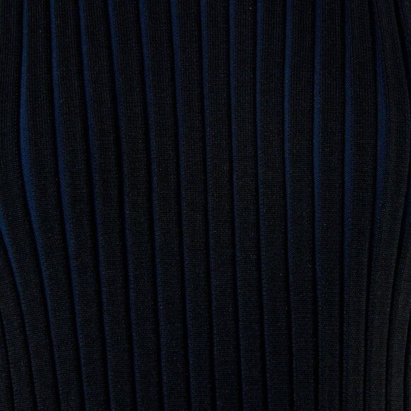 Tibi Tech Poly Ribbed Decollette Wrap Sweater in  Blue Black Large NWT - Picture 13 of 13